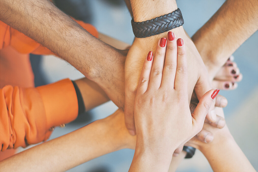 teamwork stack of hands